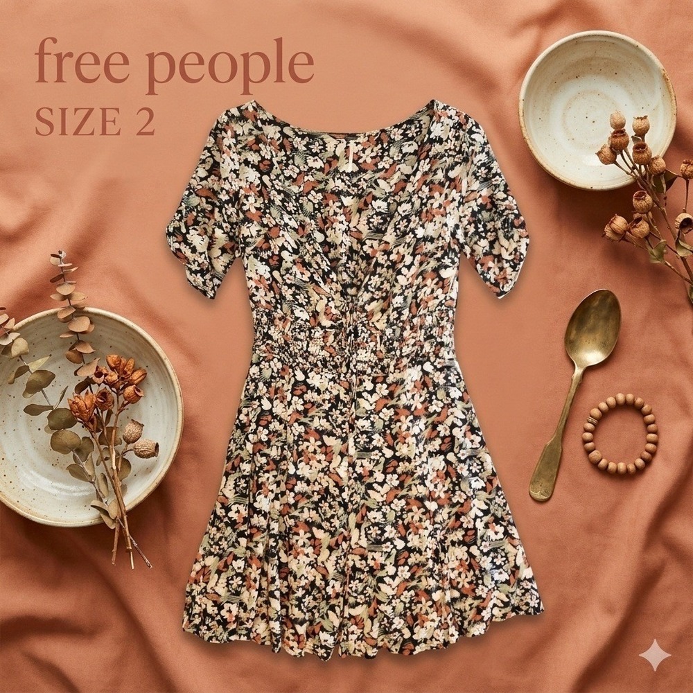 Free People Boho Floral Mini Dress Women's 2